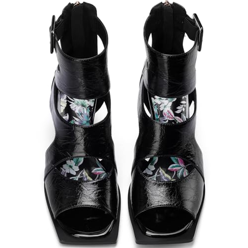 Image of Chunky Gladiator Sandals for Women Summer Peep Toe Stylish Sexy Shoes Dressy Comfortable Strappy High Heels Elegantes Sparkly Buckle Wedge Ladies Formal 3 Inch Pumps