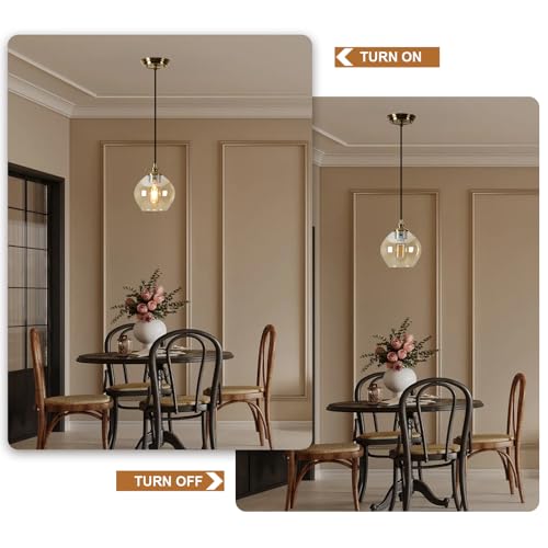 Alaislyc Pendant Lights Kitchen Island Industrial Pendant Lighting Modern Hanging Lights Amber Glass Shade Adjustable Kitchen Island Light Fixtures For Dining Room Bedroom Hallway 3-Pack thumb #3