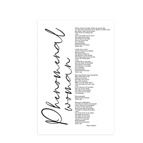 Maya Angelou Quotes Wall Art Phenomenal Woman Wall Art Inspirational Quotes Wall Art Black Woman Art Wall Decor Motivational Positive Wall Art For Office Artwork Wall Decor 16X24 Inch Unframed #TOP1