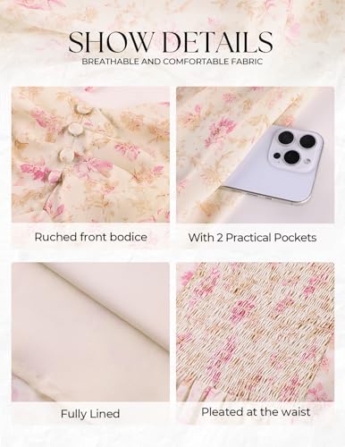Image of Belle Poque Women's Sweatheart Neck Ruffle Cap Sleeve Floral Dress 2026 Summer Ruched Midi Elegant Cocktail Party Dress