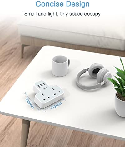 UK to US Plug Adaptor 2 Pack, USA Travel Adapter with 3 USB, TESSAN Grounded Double UK to USA Plug Adapter, American Plug Adapter from UK to US, USA, America, Mexico, Canada, Thailand, Cuba (Type B)