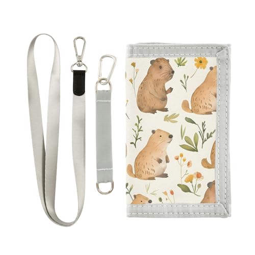 ALAZA Kids Wallets for Boys Girls Toddler Trifold Wallet Children Small Capybaras with Zipper Coin Pocket