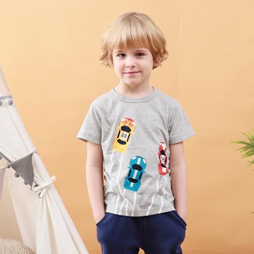 Image of Toddler Boy Clothes Cartoon Cotton Summer Short Sleeve T-Shirt and Shorts Kids Outfit Set 2-7 Year