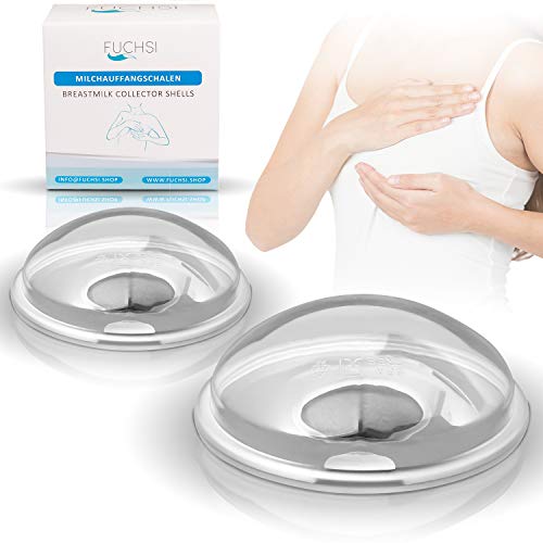 2 STÜCK - FUCHSI Milchauffangschalen | Rückseite aus weichem medizinischem Silikon | Hautfreundlich & BPA Frei | Selbsthaftend | Unsichtbar unter Kleidung | Wiederwendbar | Brustschalen