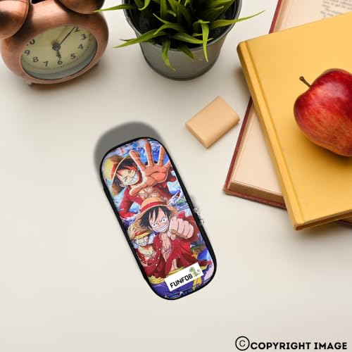 Image of FUNFOB Anime Pencil Box for School College for Pen Pencil Or Other Stationery Products Luffy Pencil Pouch | Luffy Red Cap