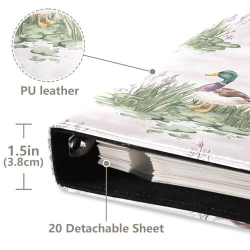 Álbum de fotos grande JIPONI Mallard Duck Grass, álbum de recortes con cubierta de cuero DIY para fotos de 4x6, 5x7 y 6x8 pulgadas, libro de recuerdos autoadhesivo para bodas, bebés y familia miniatura 4