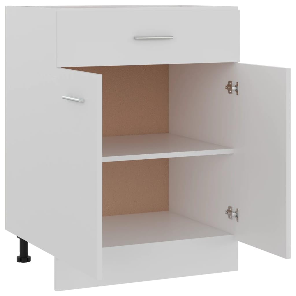 vidaXL Armario de Cocina Mobiliario Muebles Duradero Mesa de Trabajo Almacenamiento Cuencos Platos Ollas Alacena de Contrachapada Blanco 60x46x81,5 cm