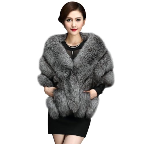 ELFJOY Luxury Faux Fur Shawl for Women Winter Fur Coat Wedding Party Fur Stole Wraps for Evening Dresses