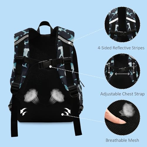 Toddler Backpack Boy Kids Backpack with Chest Strap, 12 Inch Children Hammerhead Shark School Bag Safety Leashes Removable Tether Bookbag4
