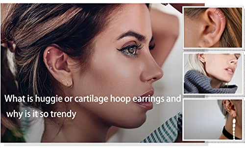 Unisex Dainty Tiny 18K Real Gold Plating Cartilage Huggie Hoop Earrings, 16G Surgical Steel Small Endless Hinged Hoops Earring For Earlobe Cartilage Helix Rook Daith Conch Nose Lip Body Piercing Jewelry (Gold 6/8/10Mm) #TOP2