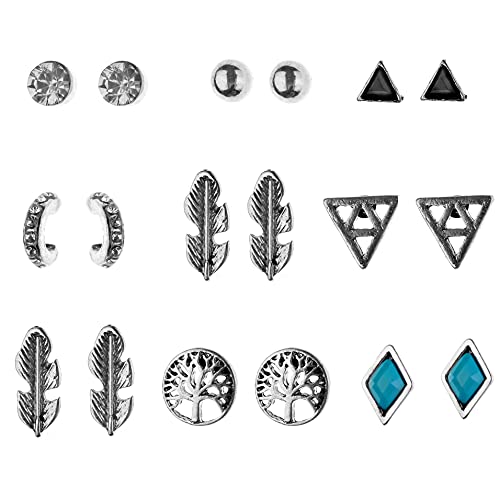 LUX ACCESSORIES Burnish Silver Boho Novelty Set (9PC)