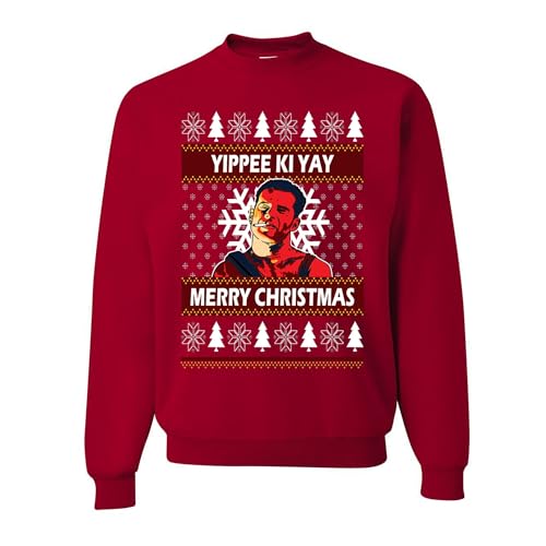wild custom apparel Yippee Ki Yay Merry Christmas Sweater Crewneck Sweatshirt