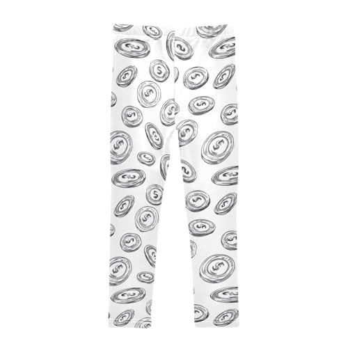 Hand Drawn Money Girls Leggings,Workout Leggings for Girls Toddler Athletic Legging Size for 3-10T2