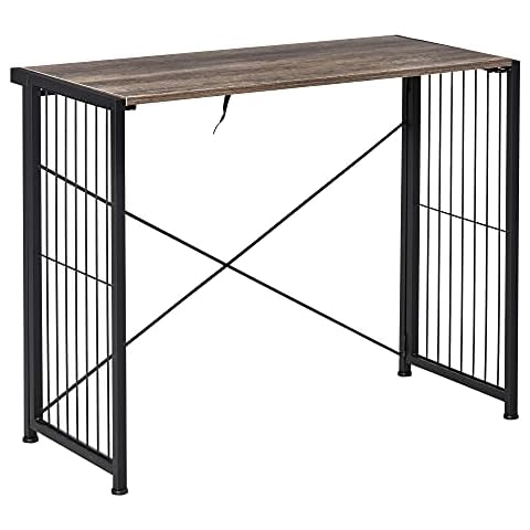 HOMCOM Schreibtisch Computertisch Bürotisch Home-Office Tisch klappbar mit E1 Spanplatte Metallrahmen faltbar Industriedesign Laptop Tisch Rustikales Braun+ Schwarz 90 x 45 x 74 cm Cover