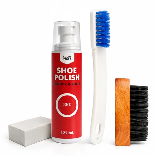 Image of Color Zebra Nubuck & Suede Shoe Polish and Shoe Care Kit | 125 ML Renovator with Handled Brush, Wooden Suede Brush & Cleaning Block
