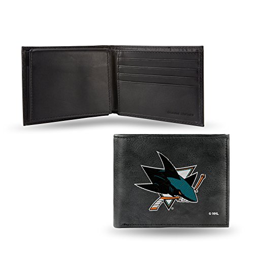 Rico Industries NHL San Jose Sharks Embroidered Genuine Leather Billfold Wallet 3.25