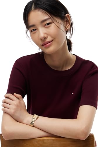 Tommy Hilfiger Damen T-Shirt Kurzarm New Slim Cody Rundhalsausschnitt, Rot (Deep Burgundy), S – Ansicht 3