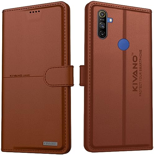 Image of Compatible With Realme Narzo 10A / Realme 5 / Realme 5s / Realme 10 / Realme Narzo 20A Flip Cover | Leather Finish | Inside Pockets & Inbuilt Stand | Shockproof Wallet Style Magnetic Closure