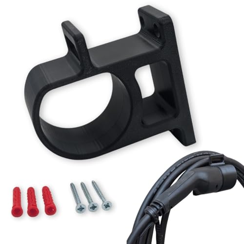 3disto Wandhalterung Typ 2 Ladekabel seitlich | EV Steckerhalter mit Kabelhalter | Made in Germany | wetterfest | passend für alle Typ 2 Stecker nach DIN EN 62196-1 (beidseitig offen)