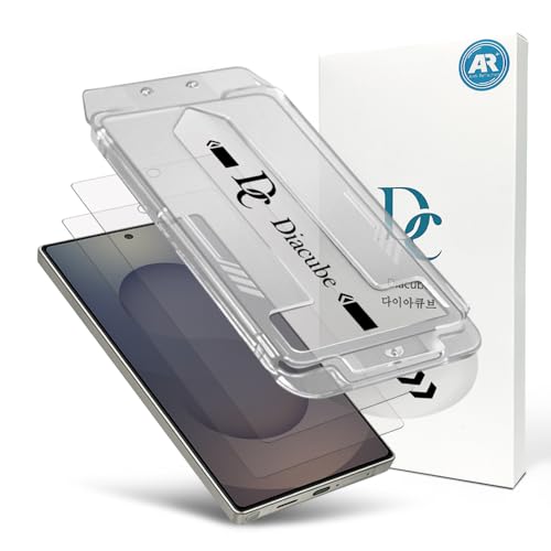 DIACUBE 2 PACK AR Screen Protector Compatible with Samsung Galaxy S25 Ultra with Auto Dust Removal Installation Frame Anti-Reflective [Support Fingerprint Unlock] 9H Tempered Glass Scratch Resistance Fingerprint Resistant Ultra HD Clear
