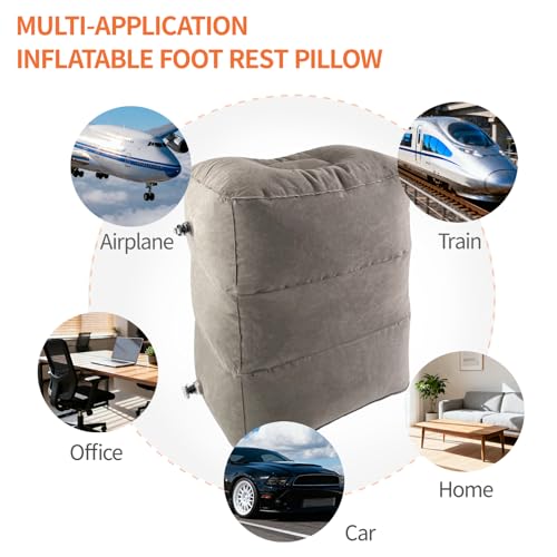 VELLUSTRA Viajes Inflable Reposapiés, Almohada de Viaje Inflable, Descanso para Las Piernas CojíN, Altura Ajustable para Aviones, para Automóviles, Trenes, Oficinas, Dormir en Vuelos - imagen 5