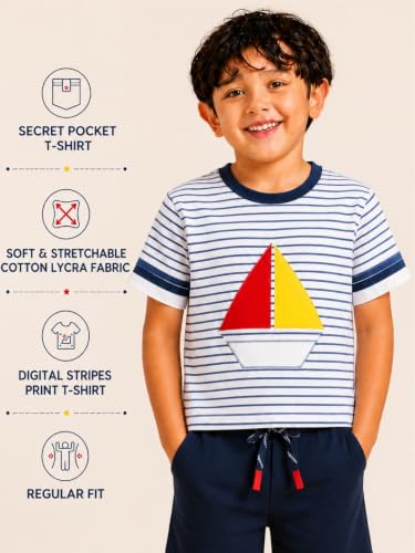Image of Pilolo Kids Soft Cotton Lycra Pocket T-Shirt for Boy's