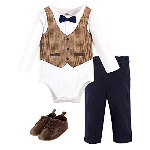 Image of Little Treasure Unisex Baby Cotton Bodysuit, Pant and Shoe Set
