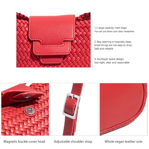 Image of JINMANXUE Woven Tote Bag For Women,Travel Shoulder Bag, Large Hollow Beach Soft Satin Handbags Hand-woven Satchel Clutch