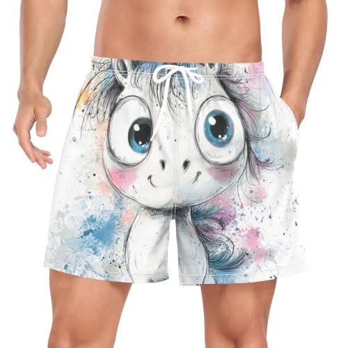 Bañador de secado rápido ideal para vacaciones de playa con divertidos unicornios blancos