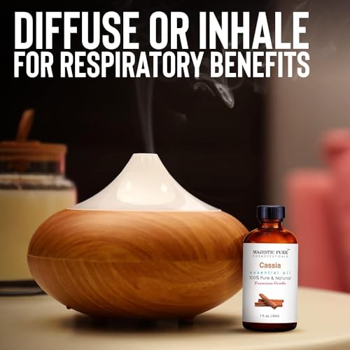 Image of Majestic Pure Cassia Essential Oil for Diffuser - 1 Fl Oz | 100% Natural Essentials Oils Ideal for Relaxing Tense Mood, Eliminating Odor, Creating Peaceful Atmosphere for Sleep & Work