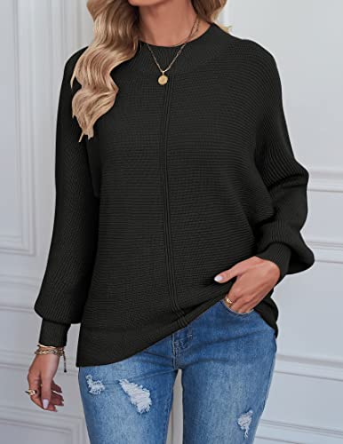 Image of TECREW Women's Batwing Long Sleeve Crew Neck Pullover Sweater Soft Ribbed Knit Sweater Top