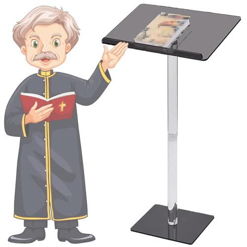 Púlpito de iglesia ajustable con superficie transparente y base estable 2