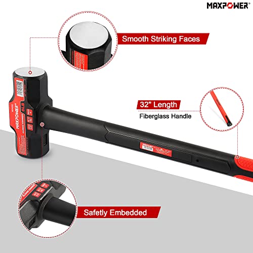 Image of MAXPOWER 8lb Sledge Hammer, 32 inch Fiberglass Handle Length