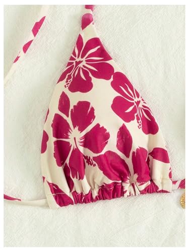 SOLY HUX Women's Boho Floral Print Halter Swimsuit Tie Back High Cut Bikini Set 2 Piece Bathing Suit3