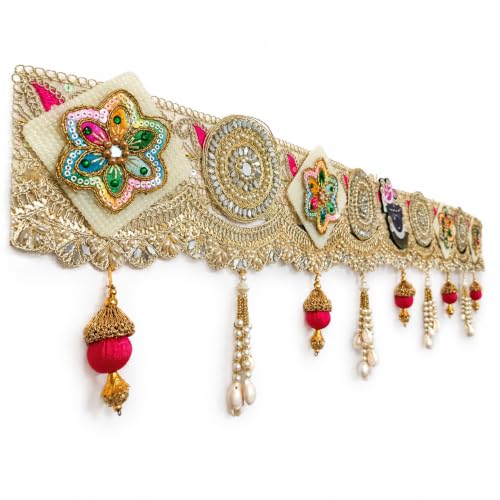 Image of Handcrafted Shreenathji Krishna Toran for Main Door | Bandhanwar for Main Door, Pooja Room, Temple, Diwali & Housewarming Decor
