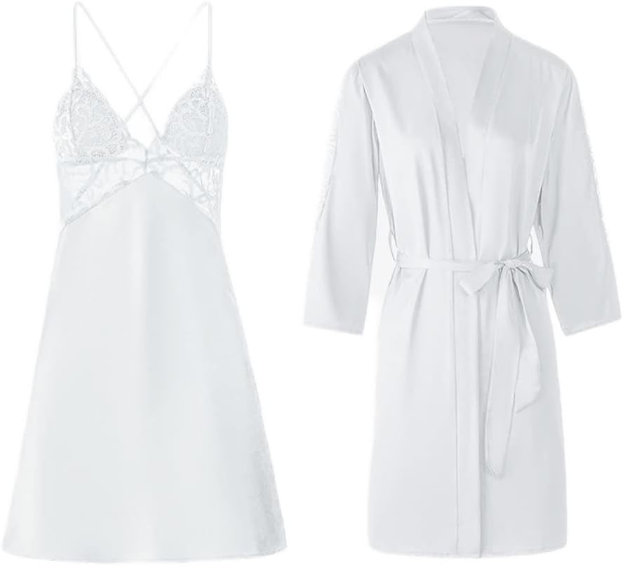Ster nightdress female thin ice silk nightgown lace with chest mat pajamas suit home