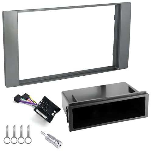 Sound-way Kit Montage Autoradio, Cadre Façade 2 DIN, Cable Adaptateur Connecteur ISO, Adaptateur Antenne, Clés Démontage compatible avec Ford C-Max, Focus,...