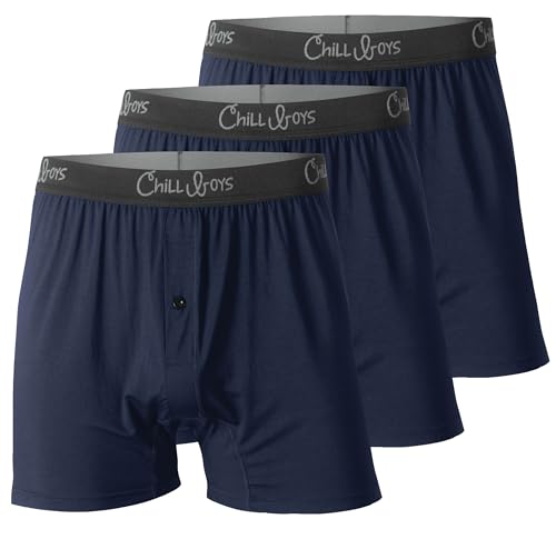 Chill Boys - Breathable & Comfortable Mens Underwear - 3 Pack Mens Boxers (Medium Navy Blue) / Imported 95% Viscose / 5% Spandex