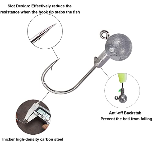 FLYAMAPIRIT Jig Heads Angelhaken 4X Power Lead Head Haken Angel Jig Heads Set 25 Stück in 5 Größen (3,8 g 5 g 7 g 10 g… – Bild 3