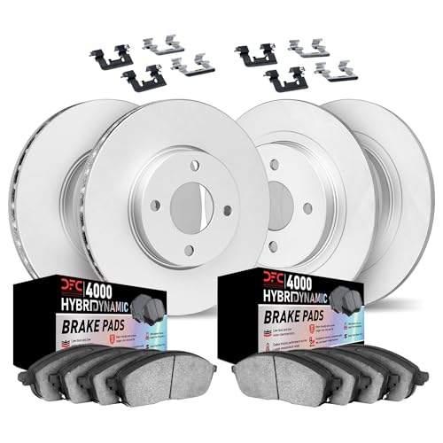 Dynamic Friction Company Brake Kit For 2012-2019 Fiat 500| Front and Rear 4000 HybriDynamic Brake Pads and Rotors Kit|Hardware included