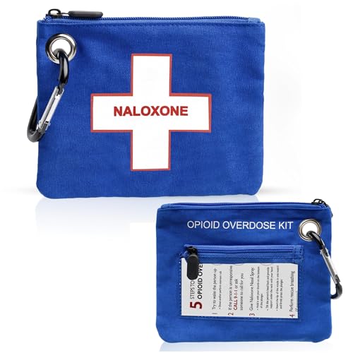 Image of Naloxone Overdose Kit Bag - Compact Canvas Pouch for Naloxone Nasal Spray & Opioid Emergency Response - Holds 2 Naloxone Sprays & Accessories - Naloxone Not Included (Blue, 1 Unit)