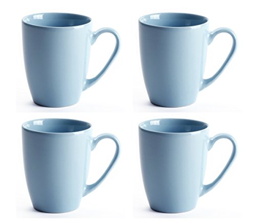 LEANDALE 12 OZ Ceramic Coffee Mug Tea Milk Cup Set of 4Multi Solid Colour Blue