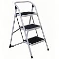 Strenagile Foldable 3-Step Ladder - Non-Slip, Wide Pedal - Heavy Duty Steel Step Stool with Handrail for Kitchen, Household, Office, Outdoor, and Library - 330 lbs Weight Capacity