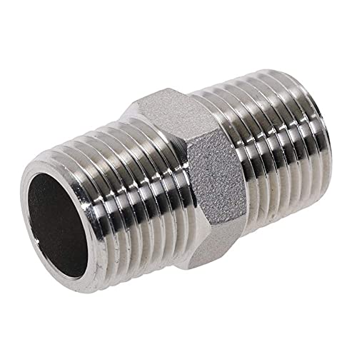 Image of Beduan 1 /2 inch Male to 1 /2 inchMale NPT Hex Nipple Stainless Steel Pipe Fitting (Pack of 4)