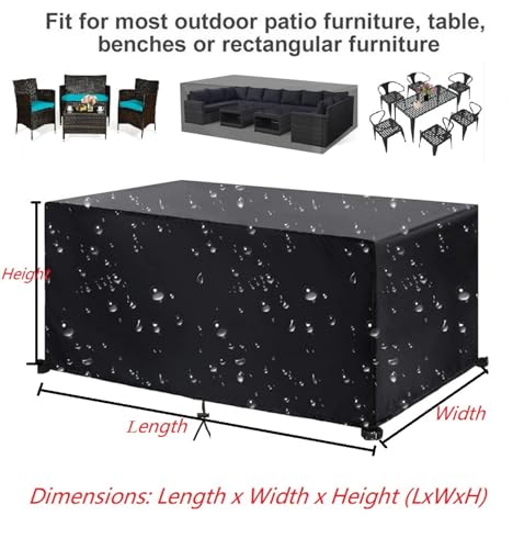Housse table de patio 245x105x90 cm bâche imperméable tissu 420D