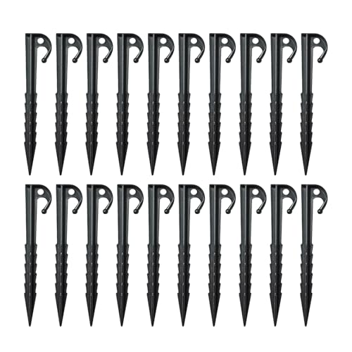 20 x Zeltheringe – robuste Heringe | Baldachin-Spikes | Metall-Heringe für harte Böden | Zeltheringe Camping-Zubehör für Sonnenschirme, Befestigung von Rasen, Garten, Reisen, Gewächshausplane