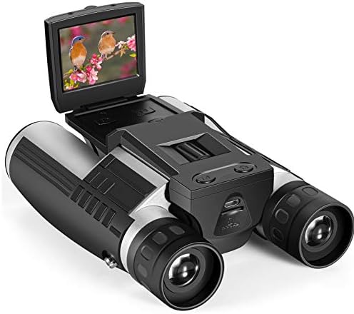 2" LCD Display Digital Binoculars with Camera 12x32 5MP Take Pictures Video Telescope for Watching Bird Football Game Sports Concert with 16GB Memery Card Strap & Pouch