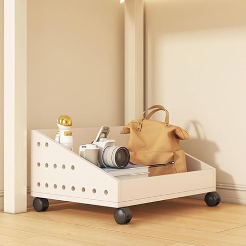 Multifunctional Rolling Book Cart with Wheels - Mobile Under Desk Bookshelf for Home Office, Living Room & School - Compact 15.75"x11.81"x21.26" Wood Design