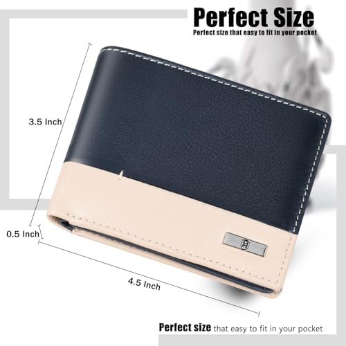 Image of HORNBULL Nikolas Navy Leather Wallet for Men | Genuine Leather Wallet with RFID Blocking | Purse for Men