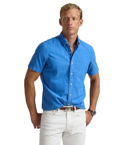 Image of POLO RALPH LAUREN Men's Classic Fit Garment-Dyed Oxford Shirt Blue Orbit XX-Large